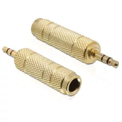   Delock adapter, sztereo jack 3.5 mm apa > 6.35 mm anya, 3 pin fém