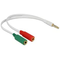   Delock sztereó jack apa 3.5 mm > 2 x sztereó jack anya 3.5 mm 4 pines adapter (iPhone)