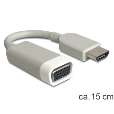 Delock adapter HDMI-A apa > VGA anya,15 cm, szürke