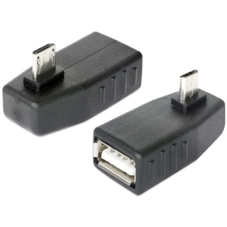 Delock adapter USB micro-B apa > USB 2.0-A anya, OTG, 90 -ban forgatott