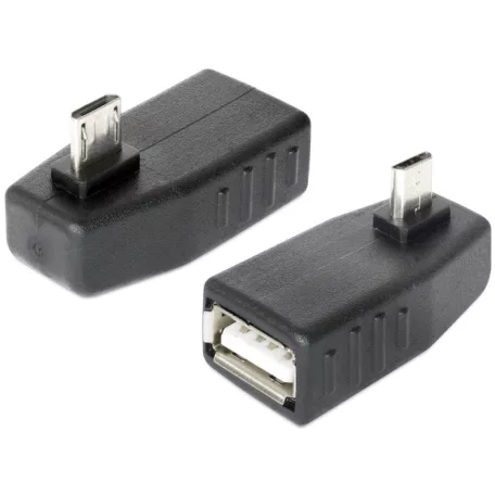 Delock adapter USB micro-B apa > USB 2.0-A anya, OTG, 90°-ban forgatott