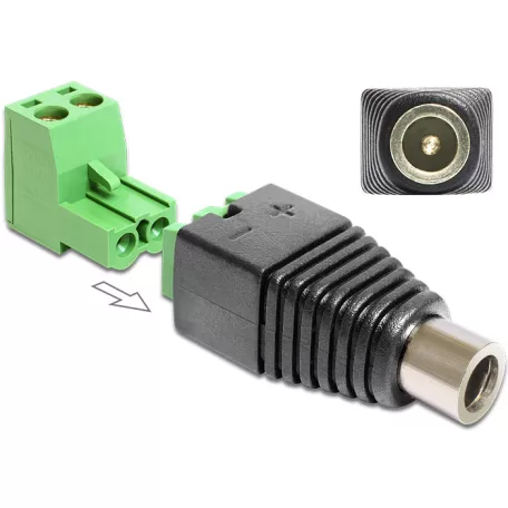 Delock DC 2.5 x 5.5 mm anya > Terminal Block 2 pin adapter, 2 részes