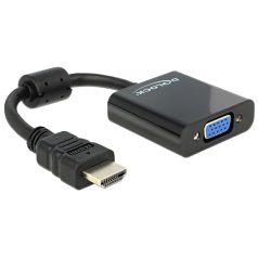   Delock Adapter HDMI-A-dugós csatlakozó > VGA-csatlakozóhüvely fekete