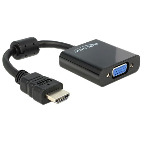 Delock Adapter HDMI-A-dugós csatlakozó > VGA-csatlakozóhüvely fekete