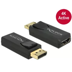   Delock Adapter Displayport 1.2-dugós csatlakozó > HDMI-csatlakozóhüvely 4K aktív, aranyozott, fekete