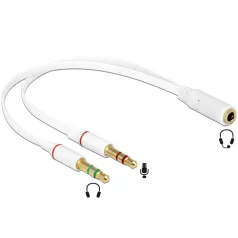   Delock Headset adapter 1x 3.5 mm 4tűs Stereo jack anya > 2x 3.5 mm 3tűs Stereo jack apa (iPhone)