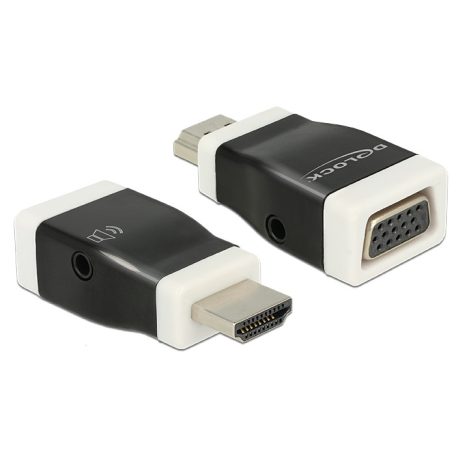 Delock Adapter HDMI-A dugó > VGA hüvely audióval, fekete-fehér