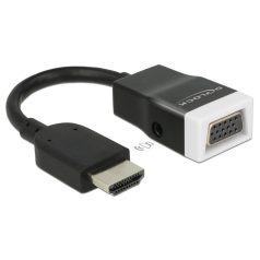   Delock Adapter HDMI-A dugó > VGA hüvely audióval, 15cm, fekete-fehér