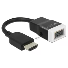   Delock Adapter HDMI-A dugó > VGA hüvely audióval, 15cm, fekete-fehér