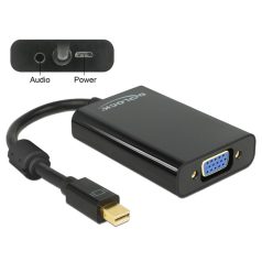   Delock Adapter mini Displayport 1.1-dugós csatlakozó > VGA-csatlakozóhüvely, Audió, MicroUSB, fekete