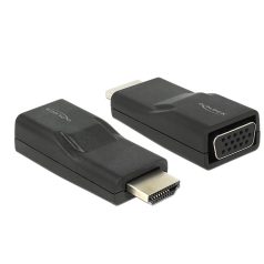   Delock Adapter HDMI-dugós csatlakozó > VGA-csatlakozóhüvely fekete