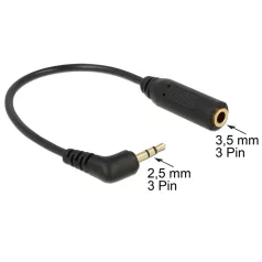  Delock Sztereo audi kábel jack 2.5 mm 3 tűs apa > Sztereo jack 3.5 mm 3 tűs anya, szögletes