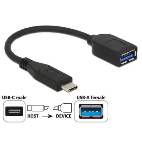 Delock adapter 10 Gbps (USB 3.1 Gen 2) USB Type-C apa > USB Type-A anya koaxiális fekete Prémium
