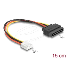   Delock SATA tápkábel 15 tűs apa - 1 db. Floppy 4 tűs anya 15 cm