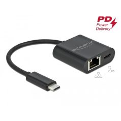   Delock USB Type-C™ adapter Power Delivery porttal Gigabit LAN 10/100/1000 Mbps fekete