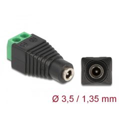   Delock Adapter, DC, 1,35 x 3,5 mm, csatlakozóhüvely > 2 tűs csatlakozóblokk