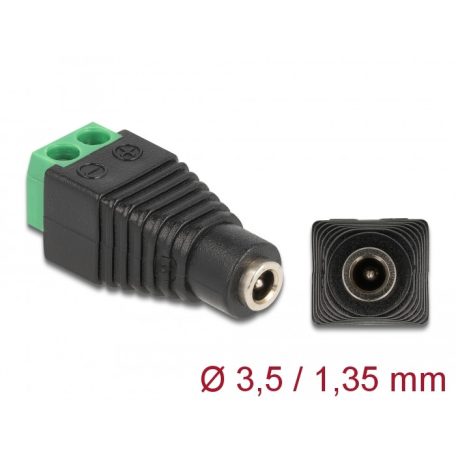 Delock Adapter, DC, 1,35 x 3,5 mm, csatlakozóhüvely > 2 tűs csatlakozóblokk