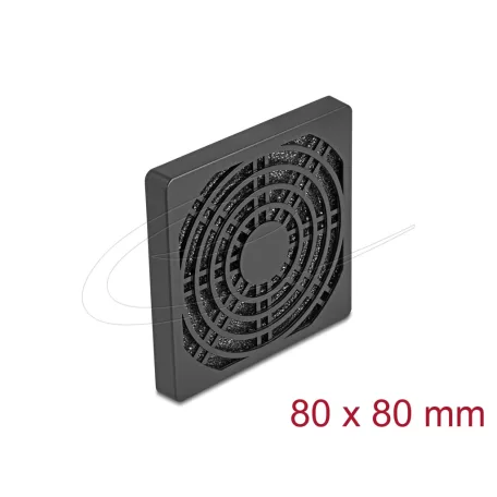 Delock Ventilátor rács porszűrővel 80 x 80 mm fekete
