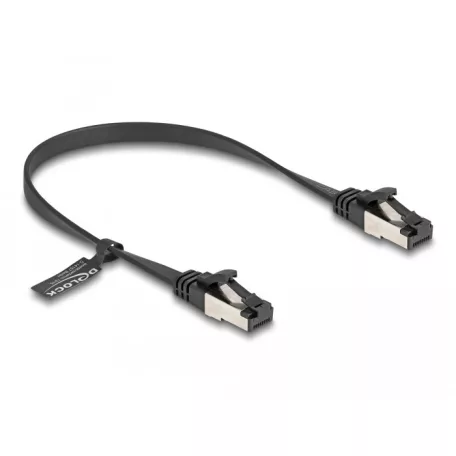 Delock RJ45 lapos patch kábel apa - apa Cat.8.1 flexibilis 0,25 m fekete
