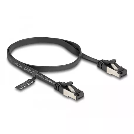 Delock RJ45 lapos patch kábel apa - apa Cat.8.1 flexibilis 0,5 m fekete