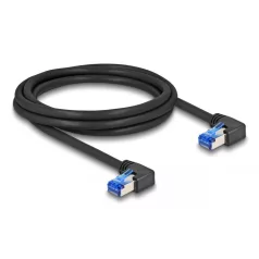   Delock RJ45 hálózati kábel Cat.6A S/FTP jobbra hajló 2 m fekete