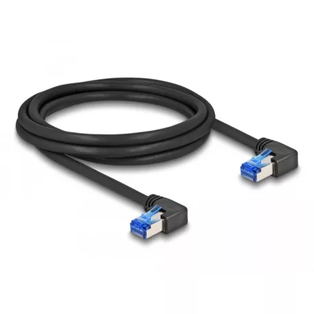 Delock RJ45 hálózati kábel Cat.6A S/FTP jobbra hajló 2 m fekete