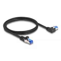   Delock RJ45 hálózati kábel Cat.6A S/FTP egyenes / balra hajló 1 m fekete