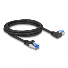   Delock RJ45 hálózati kábel Cat.6A S/FTP egyenes / balra hajló 2 m fekete