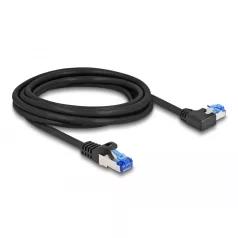   Delock RJ45 hálózati kábel Cat.6A S/FTP egyenes / balra hajló 3 m fekete