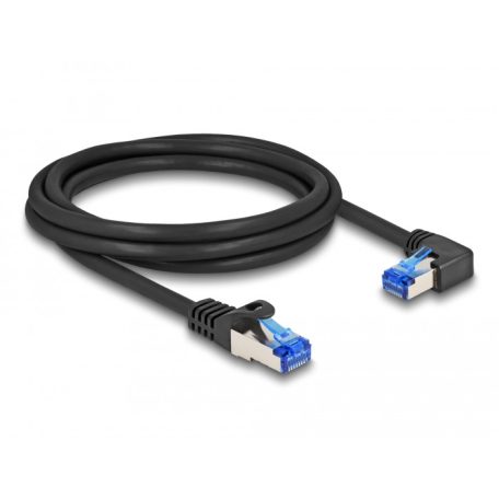 Delock RJ45 hálózati kábel Cat.6A S/FTP egyenes / jobbra hajló 2 m fekete