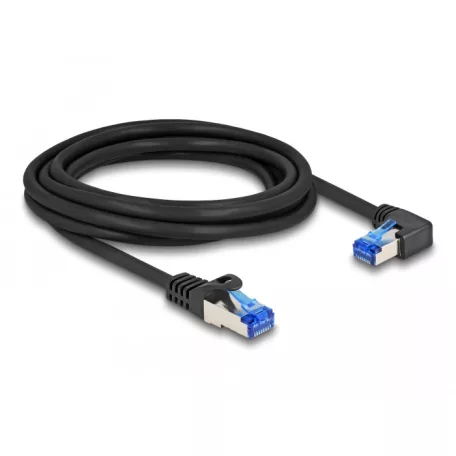 Delock RJ45 hálózati kábel Cat.6A S/FTP egyenes / jobbra hajló 3 m fekete