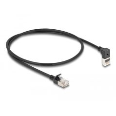   Delock RJ45 hálózati kábel Cat.6A S/FTP vékony 90° fokban felfelé hajló / egyenes 0,5 m fekete
