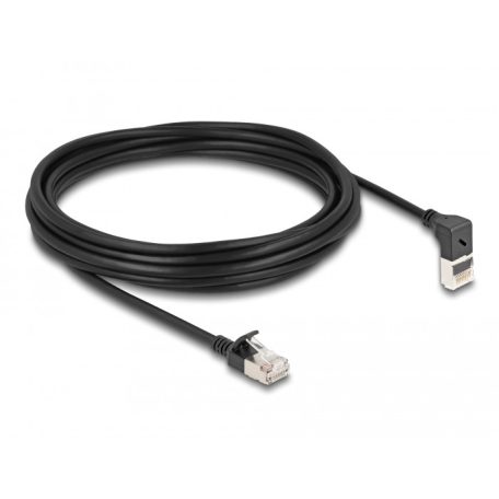 Delock RJ45 hálózati kábel Cat.6A S/FTP vékony 90° fokban felfelé hajló / egyenes 5 m fekete