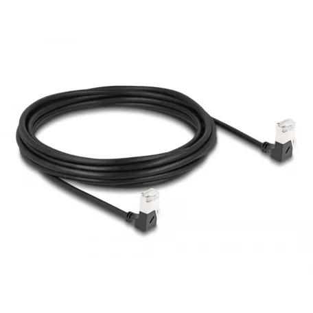Delock RJ45 hálózati kábel Cat.6A S/FTP vékony 90° fokban lefelé / lefelé hajló 5 m fekete