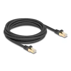   Delock RJ45 hálózati kábel fonott borítással Cat.6A S/FTP apa - apa 3 m fekete