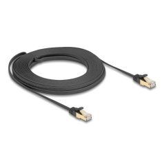   Delock RJ45 lapos hálózati kábel fonott borítással Cat.6A U/FTP apa - apa 10 m fekete