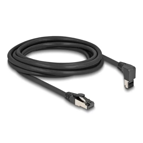 Delock RJ45 hálózati kábel Cat.8.1 S/FTP 90° fokban felfelé hajló / egyenes 3 m fekete