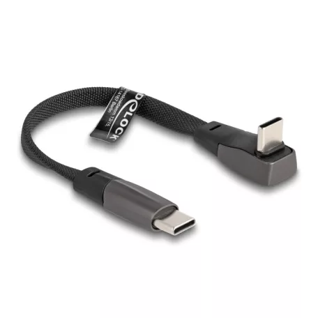 Delock USB 2.0 Laposkábel USB Type-C™ apa - USB Type-C™ apa USB Type-C™ apa hajlított PD 3.0 60 W 14 cm fekete