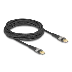   Delock Adat és gyors töltő kábel USB 2.0 USB Type-C™ apa-aoa átlátszó PD 3.0 100 W 3 m