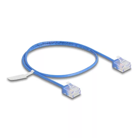 Delock RJ45 hálózati kábel Cat.6 UTP ultravékony 0,5 m kék rövid csatlakoztatókkal