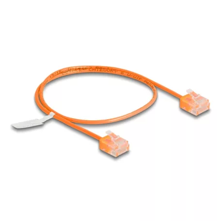 Delock RJ45 hálózati kábel Cat.6 UTP ultravékony 0,5 m narancssárga rövid csatlakoztatókkal