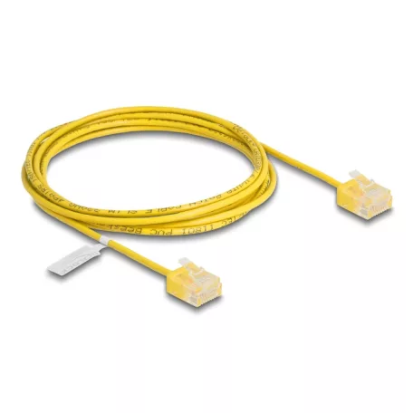 Delock RJ45 hálózati kábel Cat.6 UTP ultravékony 2 m sárga rövid csatlakoztatókkal