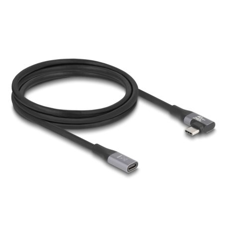 Delock USB 20 Gbps bővítőkábel, ívelt bal / jobb, USB PD 3.1 Extended Power Range 240 W 2 m