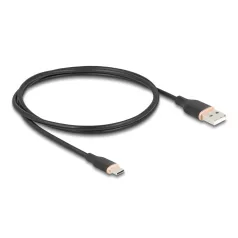   Delock USB 2.0 kábel USB A-típusú dugó - USB Type-C™ dugó 1 m fekete Szilikon