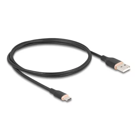 Delock USB 2.0 kábel USB A-típusú dugó - USB Type-C™ dugó 1 m fekete Szilikon