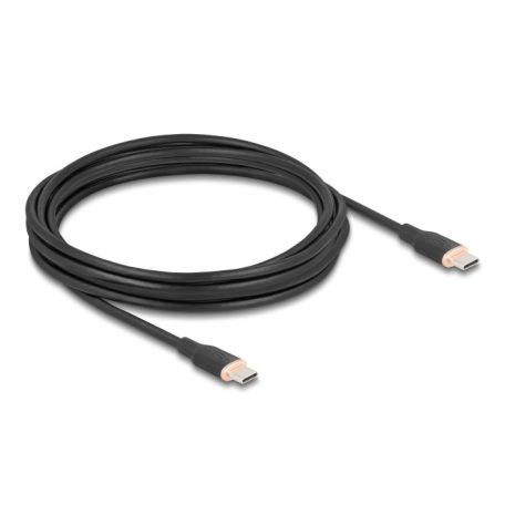 Delock USB 2.0 kábel USB Type-C™ dugó - dugó PD 3.0 60 W 4 m fekete Szilikon