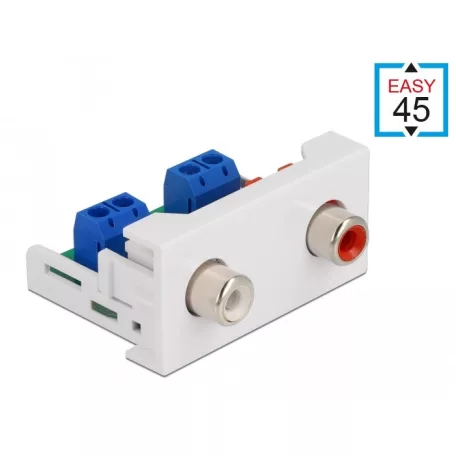 Delock Easy 45 modul, 2 x RCA anya csatlakozó, 22,5 x 45 mm