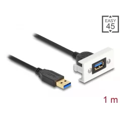   Delock Easy 45 modul SuperSpeed USB (USB 3.2 Gen 1) A-típusú USB anya A-típusú USB apa rövid kábellel, 22,5 x 45 mm