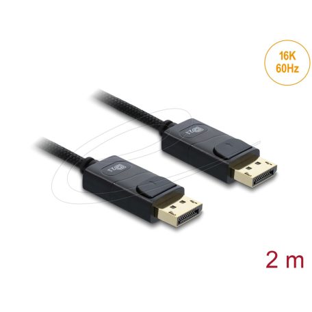 Delock Koaxiális DisplayPort kábel 16K 60 Hz 80 Gbps fonott borítással 2 m