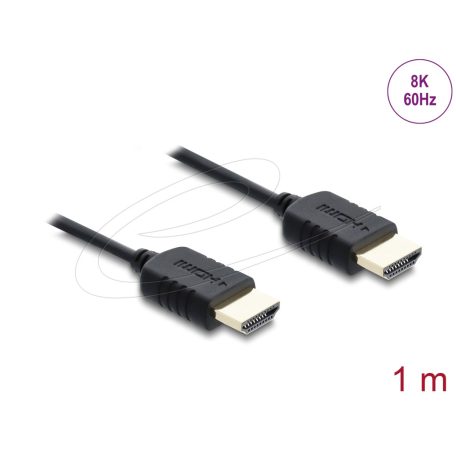 Delock Koaxiális High Speed HDMI kábel 8K 60 Hz 48 Gbps fonott borítással 1 m